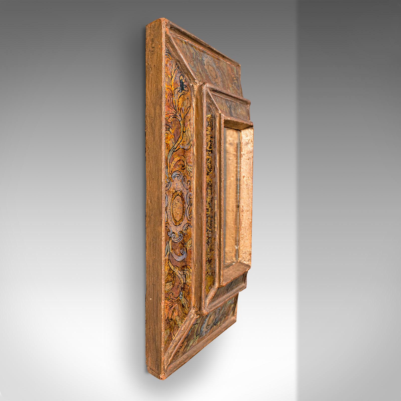 Small Vintage Eglomise Mirror, Italian, Decorative, Cushion, Vanity, Mid Century In Good Condition In Hele, Devon, GB