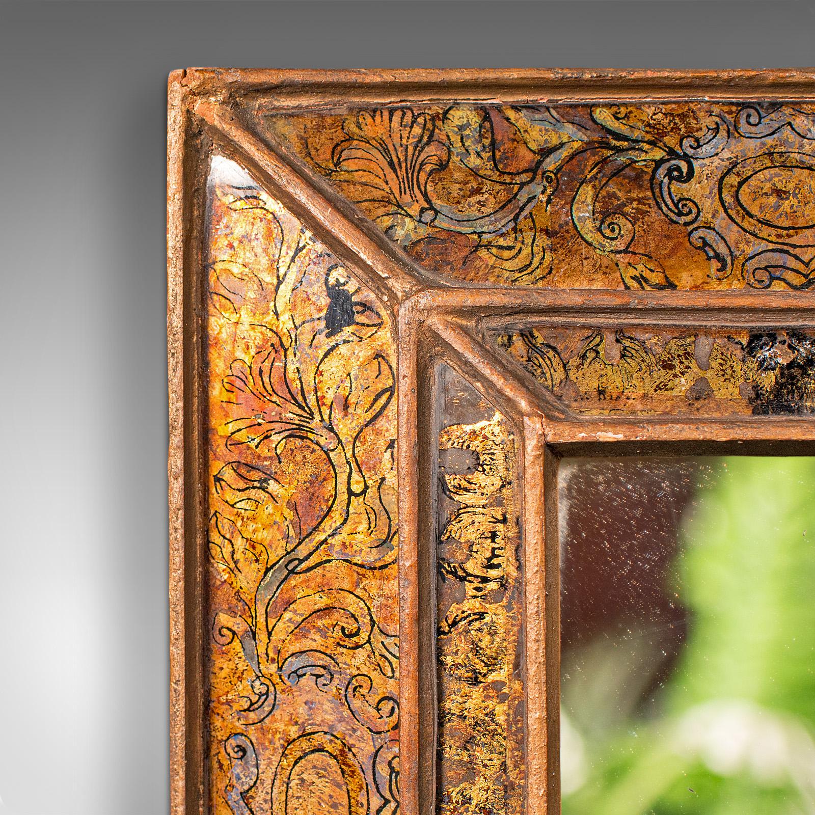 Small Vintage Eglomise Mirror, Italian, Decorative, Cushion, Vanity, Mid Century 1