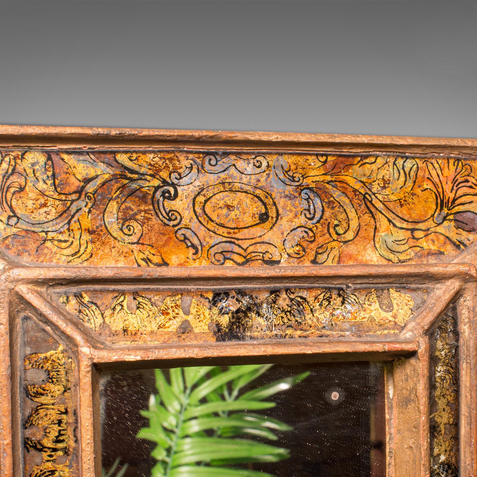 Small Vintage Eglomise Mirror, Italian, Decorative, Cushion, Vanity, Mid Century 2