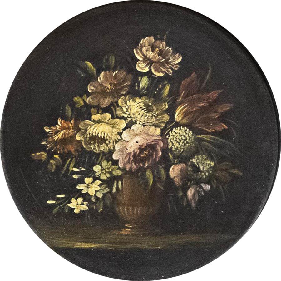 Small Vintage Floral Painting in an antique Ebony wood frame

Anonymous
Italy; early 20th century
Oil on board in an ebony wood frame

Approximate size: 4.25 (diameter) in.

This small painting is realized with a beautiful elegance, depicting a
