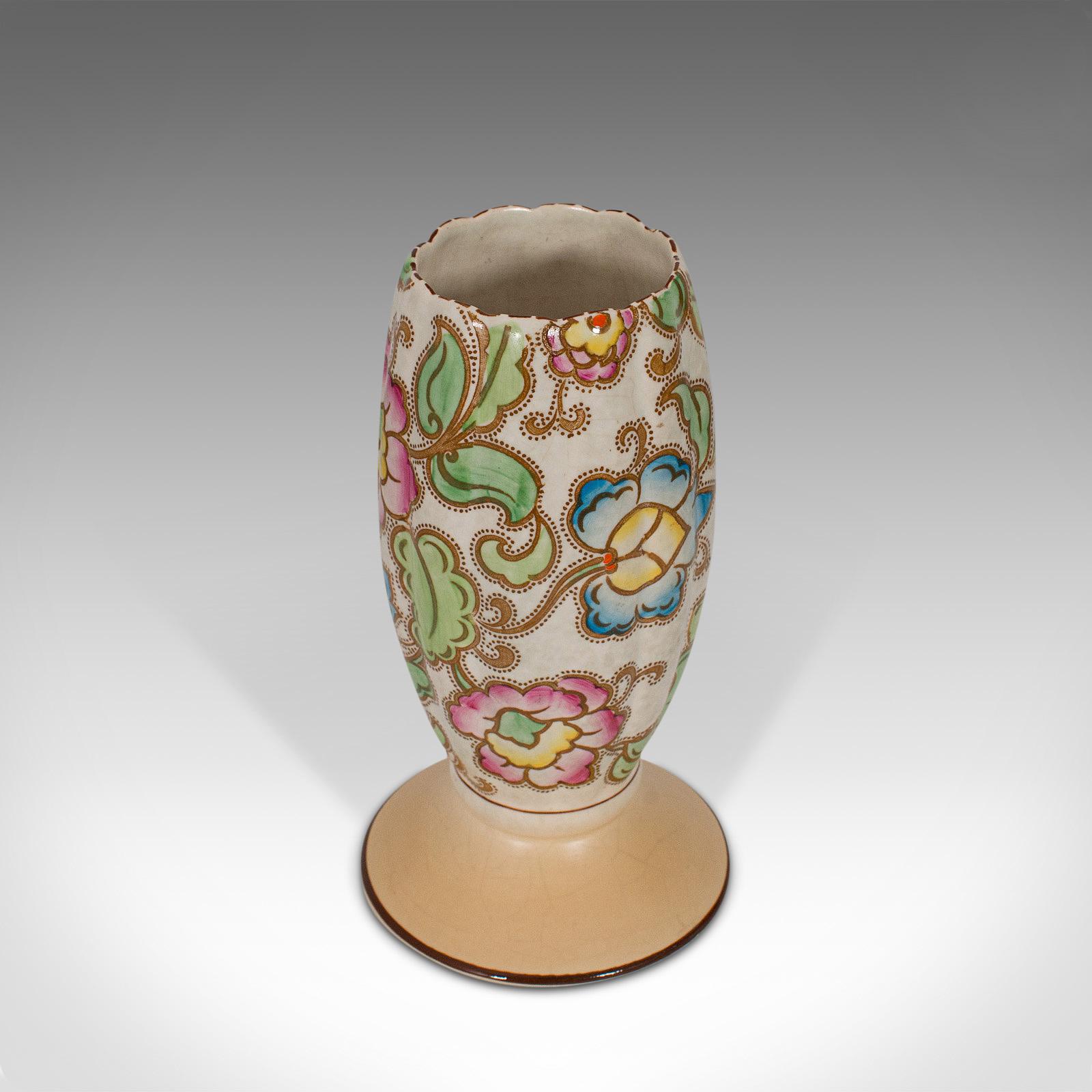Small Vintage Flower Vase, English, Ceramic, Goblet Urn, Art Deco, circa 1940 For Sale 2
