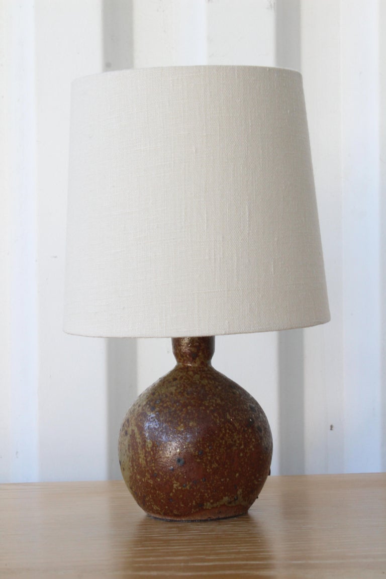 Mid-Century Modern Small Vintage French Ceramic Table Lamp, 1960s For Sale