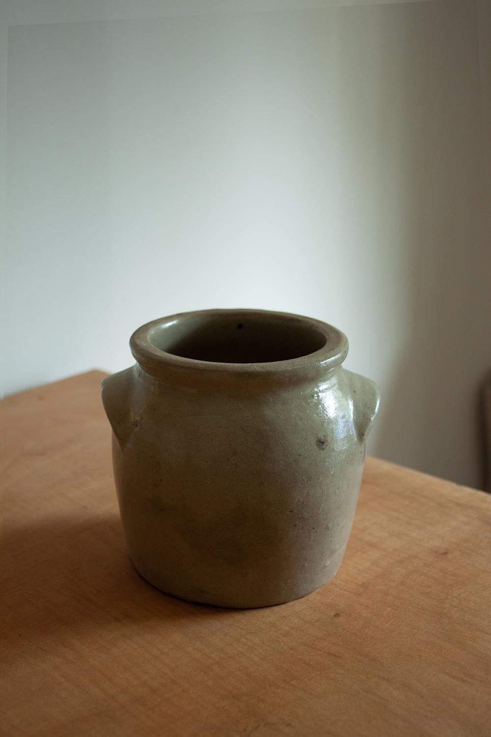 Small Vintage French Kitchen Stoneware Crock, Ceramic Pot For Sale 1