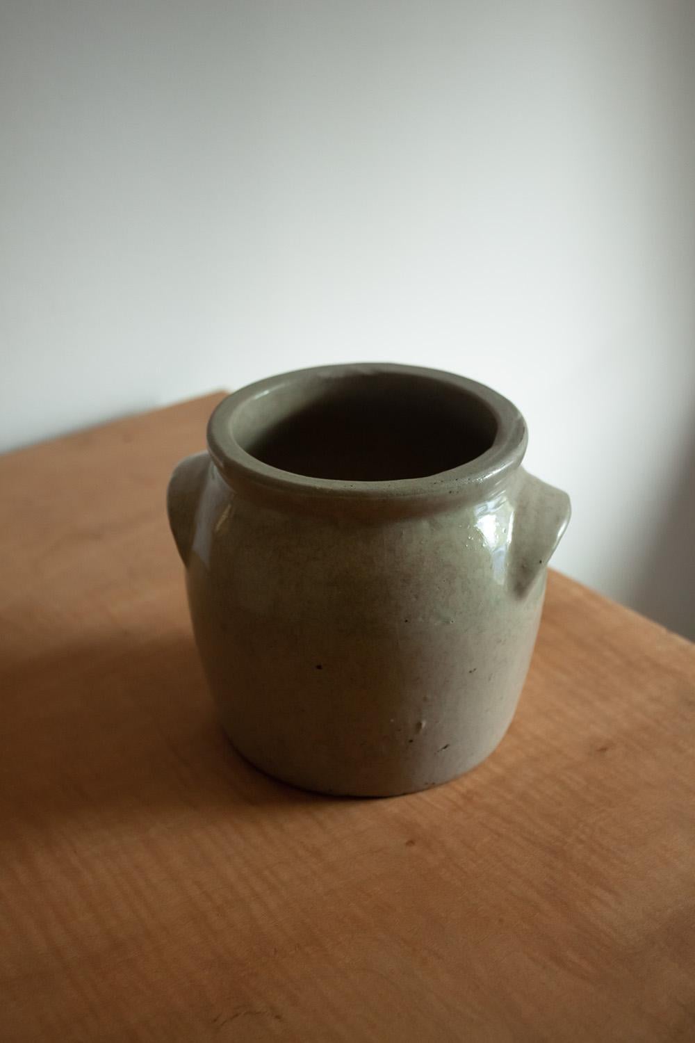 Small Vintage French Kitchen Stoneware Crock, Ceramic Pot For Sale 2