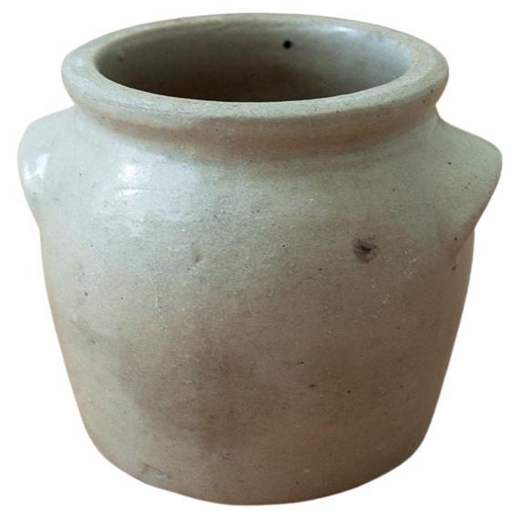 Small Vintage French Kitchen Stoneware Crock, Ceramic Pot For Sale