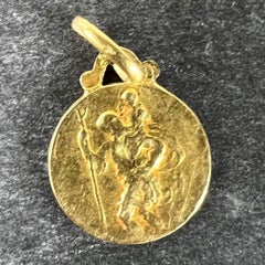 Small Vintage French St Christopher 18K Yellow Gold Charm Pendant