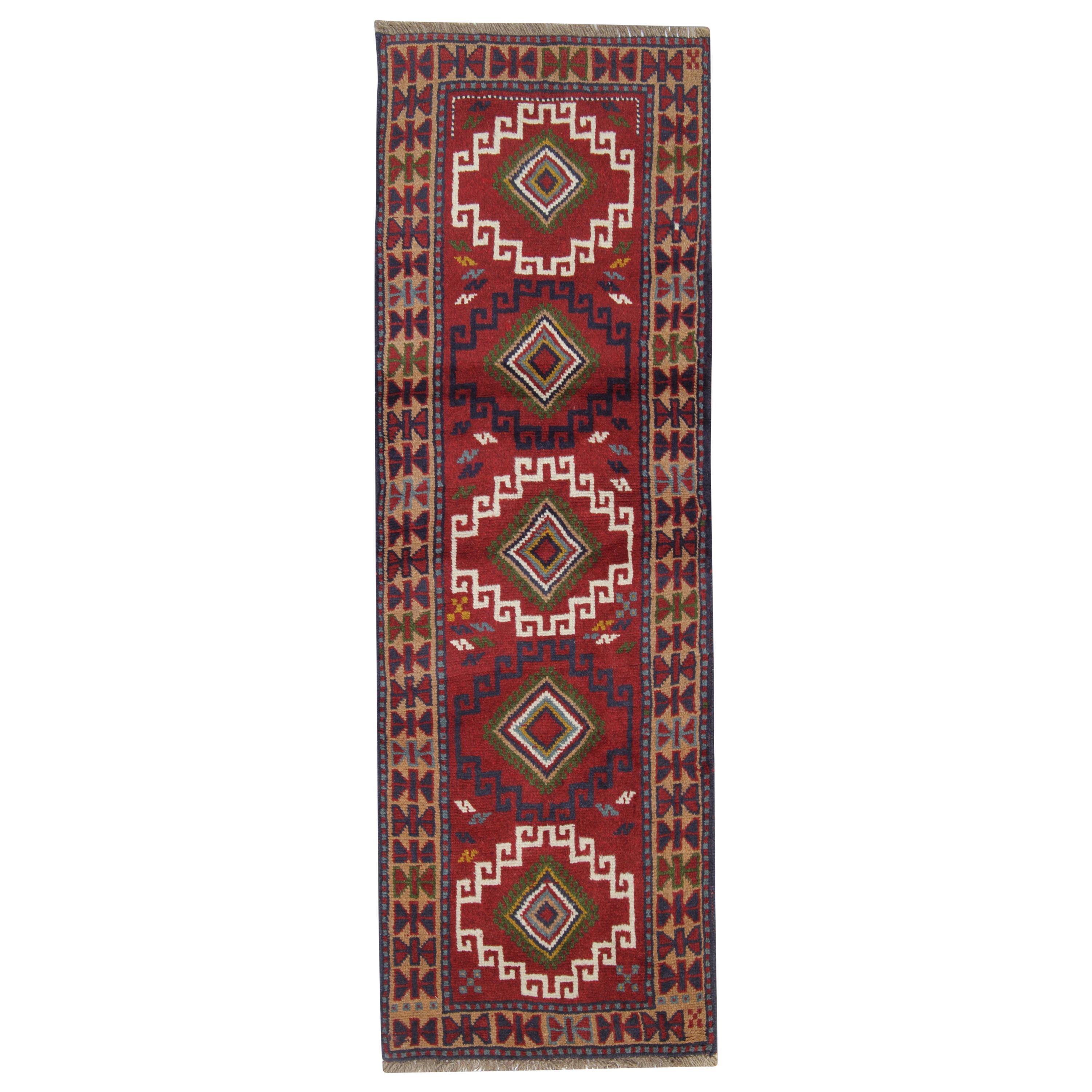 Small Geometric Runner Rug Vintage Handwoven Tribal Traditional Carpet