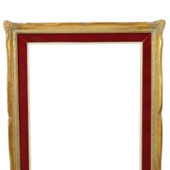Small Vintage Gilded Frame Baroque Style Red Velvet 39x33cm