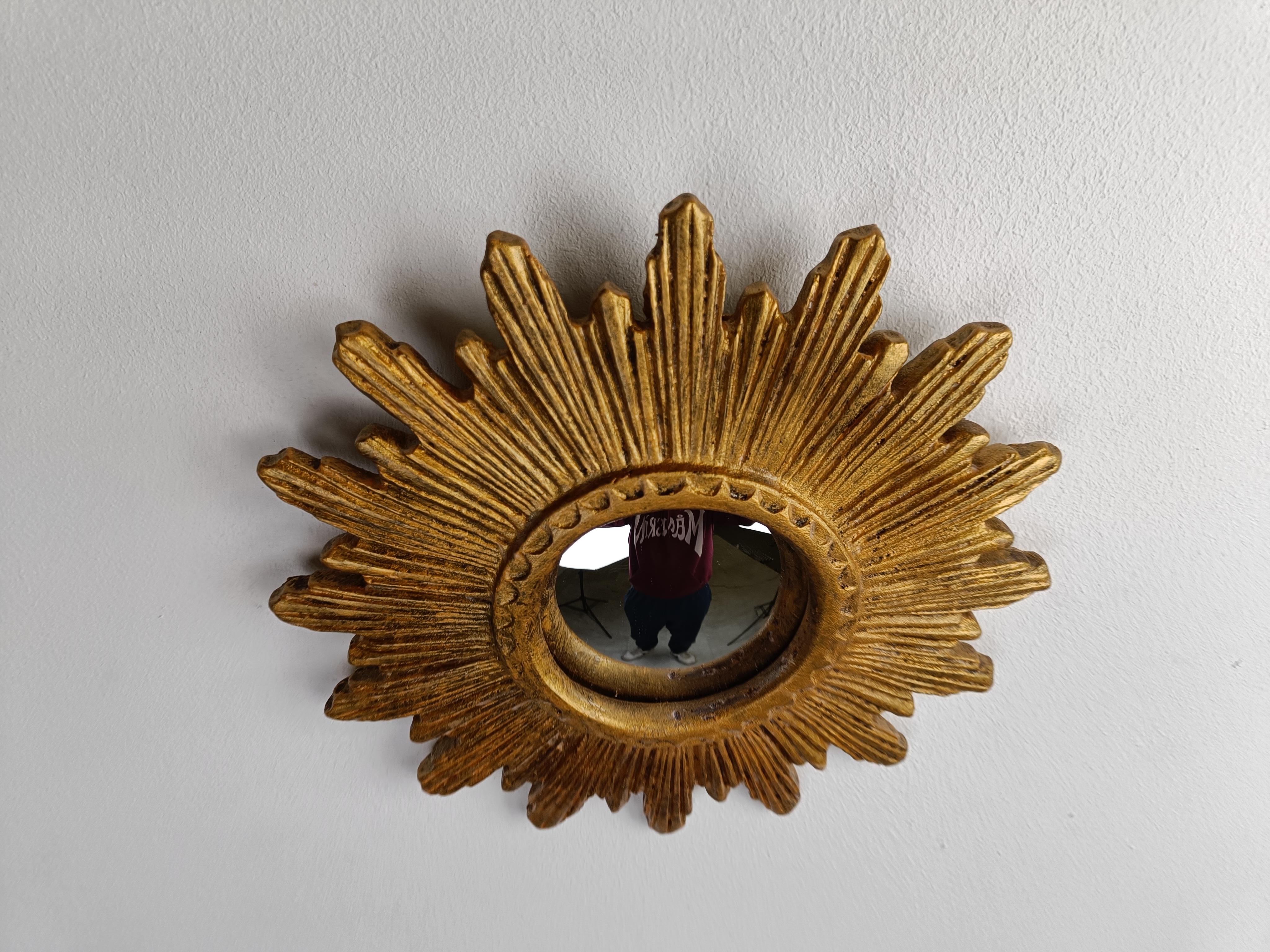 Empire Small Vintage Golden Sunburst Mirror, 1960s