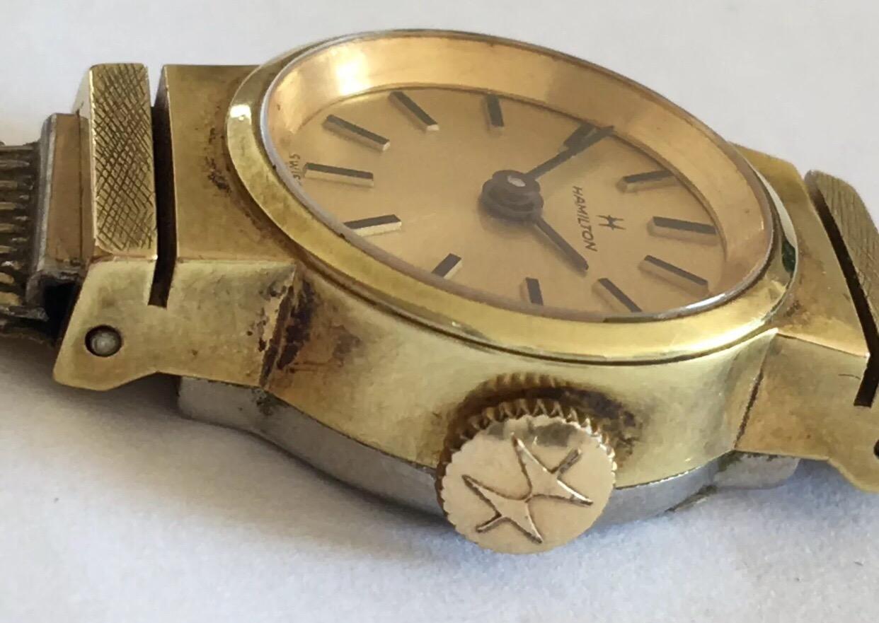 Women's Small Vintage Hamilton Gold-Plated Ladies Wristwatch