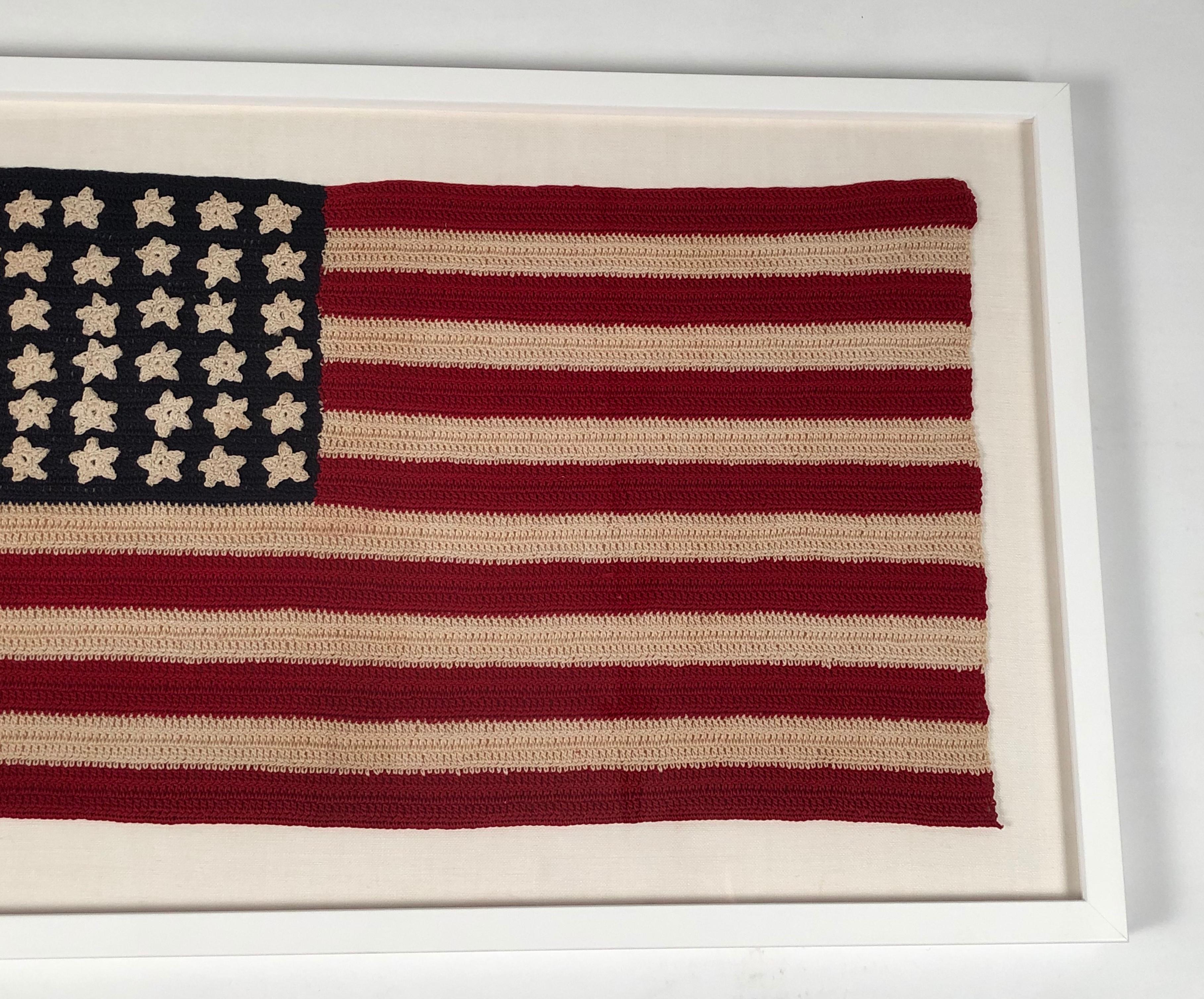 Glass Vintage Hand Crocheted American Flag