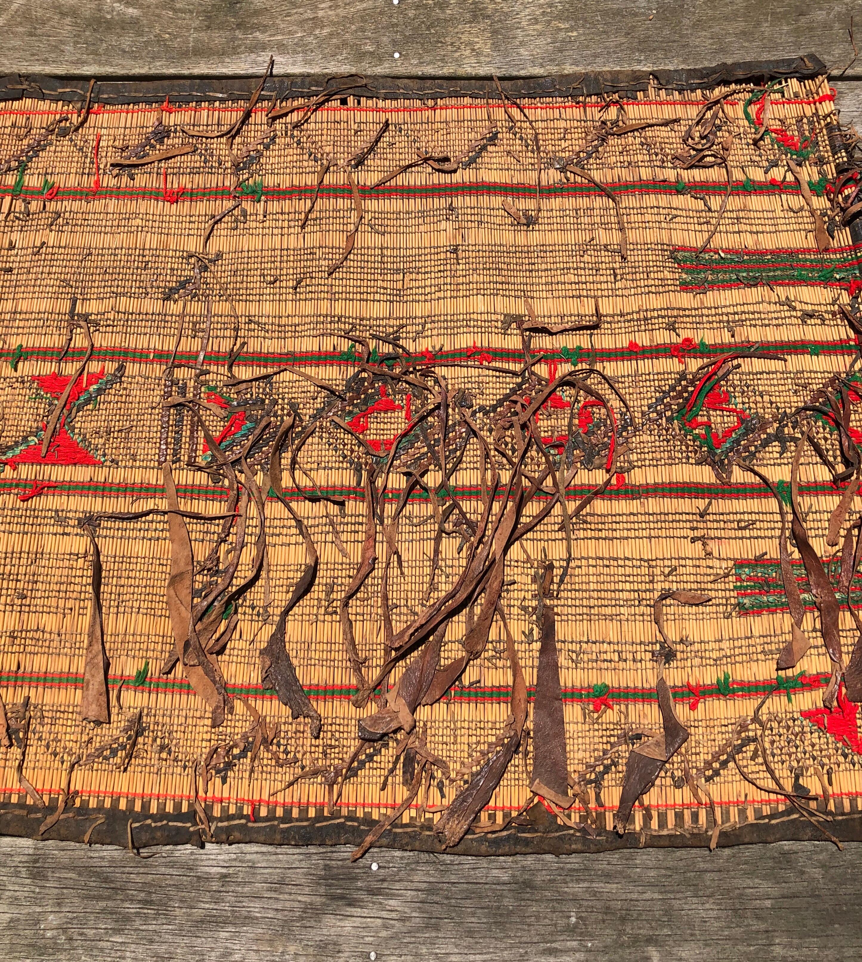 Vintage Tuareg Reed Mat - Handwoven African Tribal Rug from Sahara Desert 5