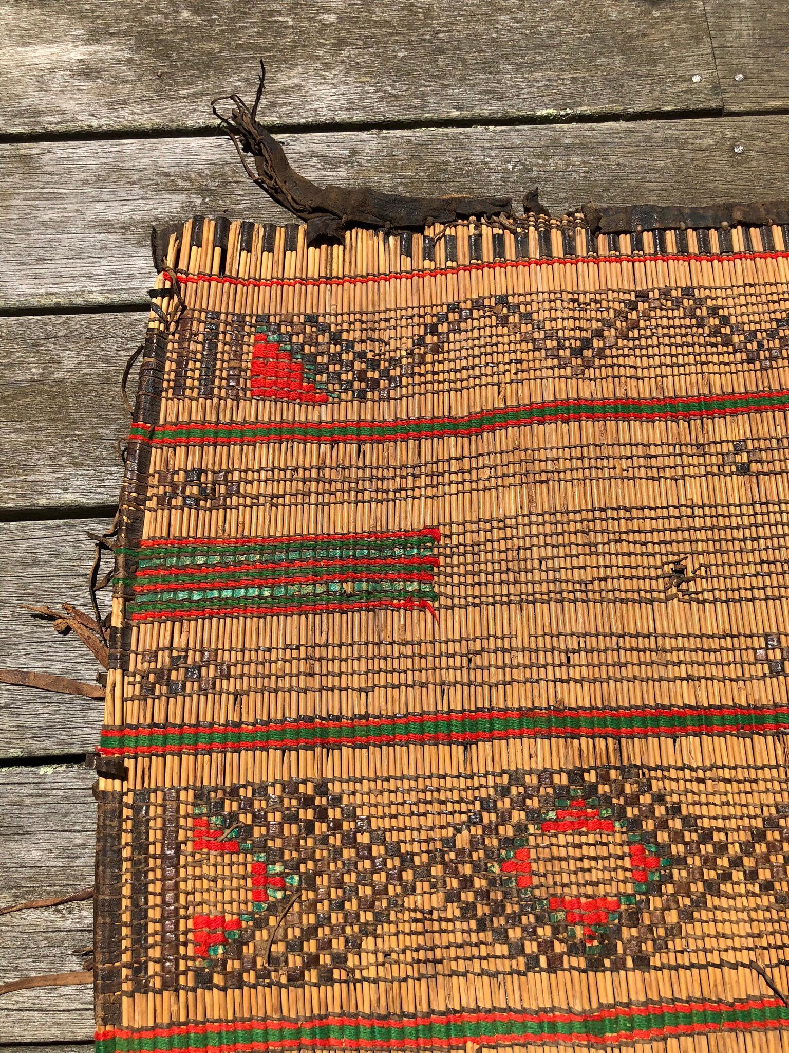 Vintage Tuareg Reed Mat - Handwoven African Tribal Rug from Sahara Desert In Fair Condition In Vineyard Haven, MA