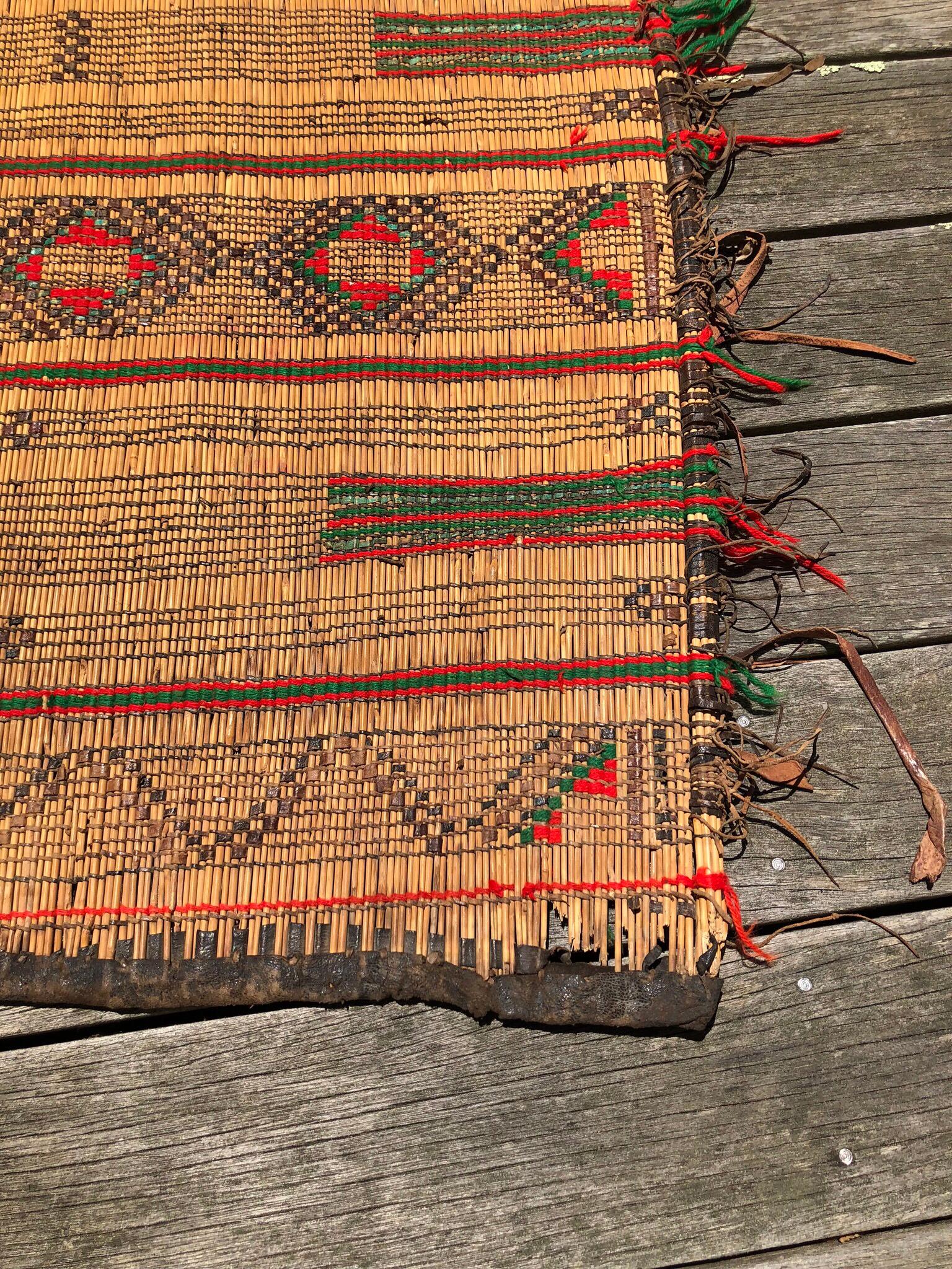 20th Century Vintage Tuareg Reed Mat - Handwoven African Tribal Rug from Sahara Desert