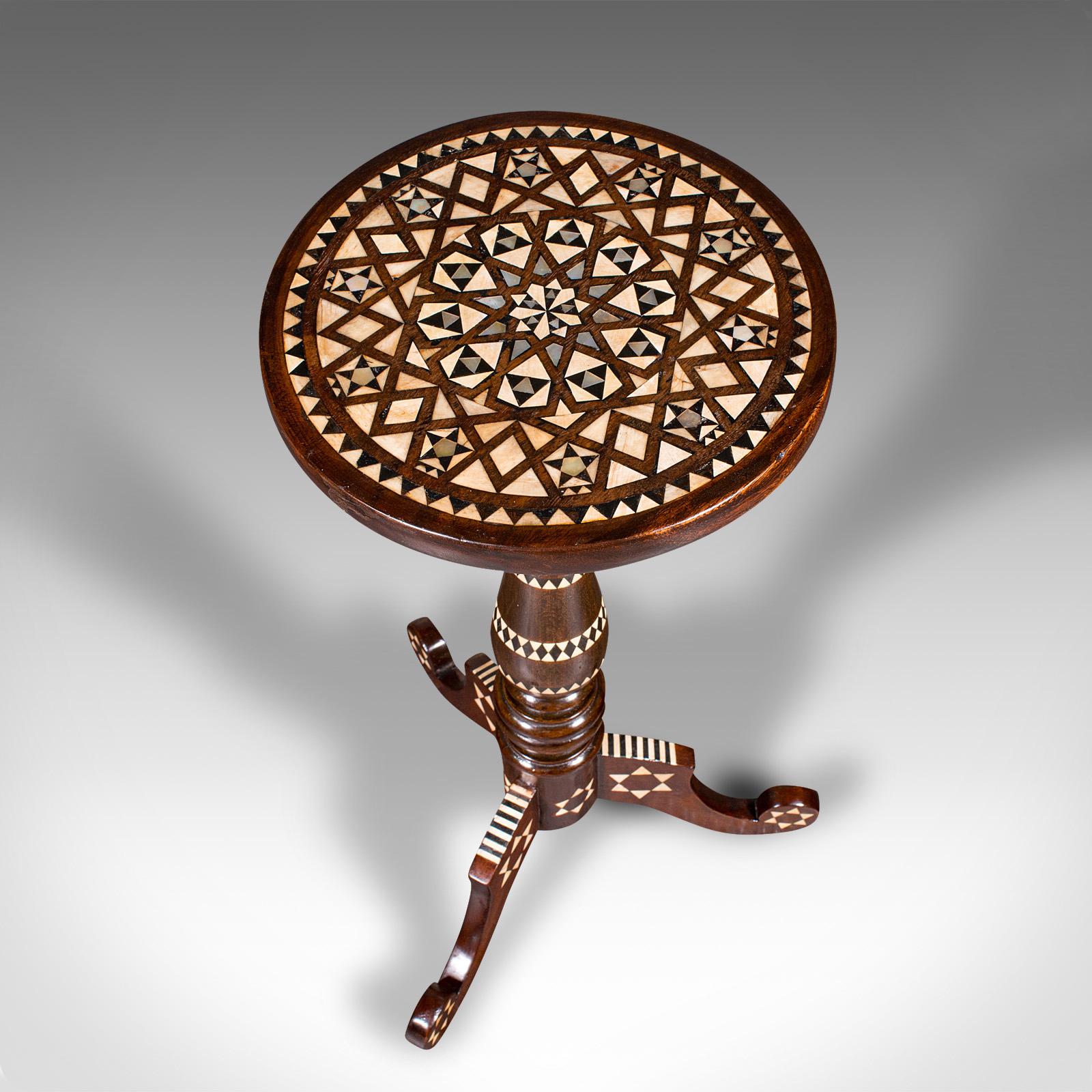 Wood Small Vintage Hookah Table, Middle Eastern, Side, Moorish Taste, Mid Century
