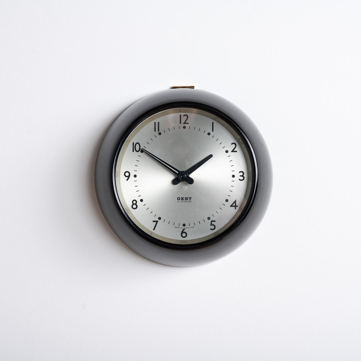 British Small Vintage Industrial Bakelite Wall Clock by Gent of Leicester For Sale