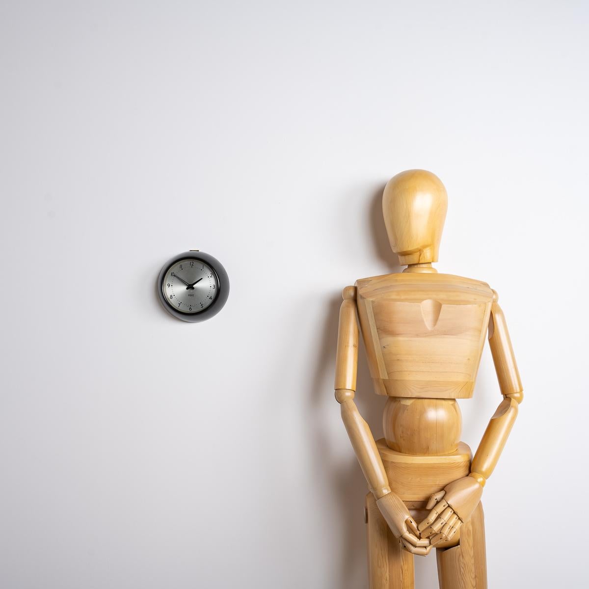 Mid-20th Century Small Vintage Industrial Bakelite Wall Clock by Gent of Leicester For Sale