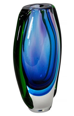 Pequeño jarrón vintage italiano de cristal de Murano Glass Sommerso, hecho a mano