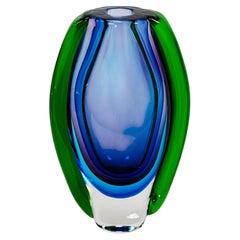 Pequeño jarrón vintage italiano de cristal de Murano Glass Sommerso, hecho a mano