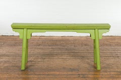 Small Vintage Green Bench with A-Frame Base