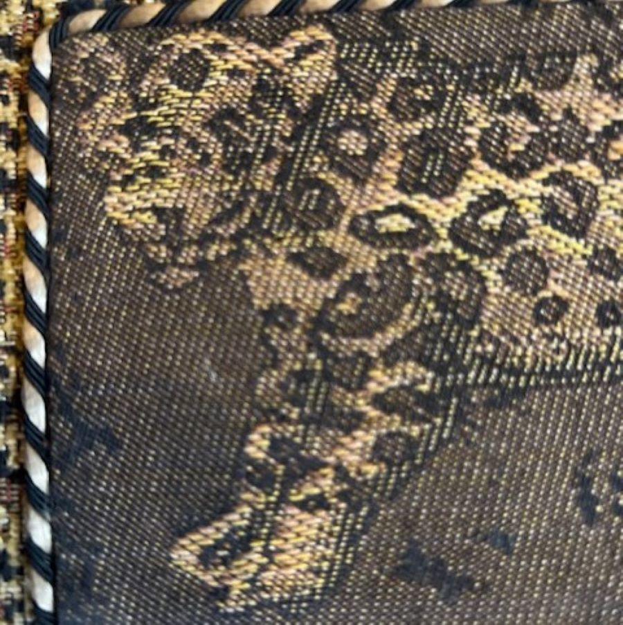Small Vintage Leopard Print Footstool with Tassel Trim and Bullion Fringe In Good Condition For Sale In Morristown, NJ