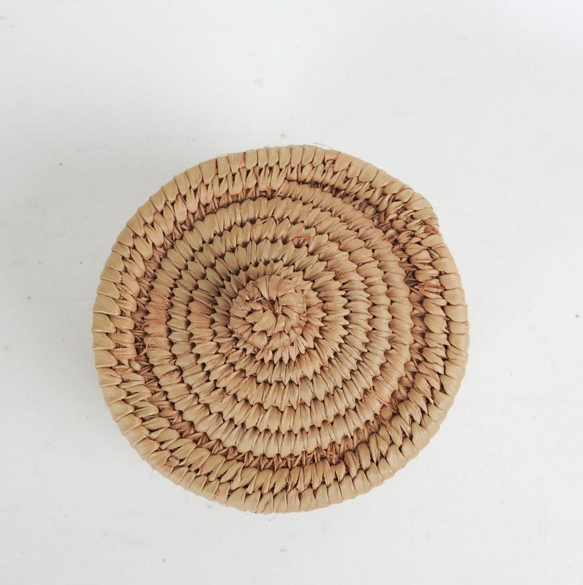 Hand-Woven Small Vintage Lidded Coiled Basket For Sale