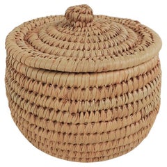 Small Vintage Lidded Coiled Basket