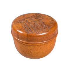 Kleiner Vintage-Schmuckkästchen mit Deckel aus Treen, Japanisch, Mahagoni, Gewürz, um 1950