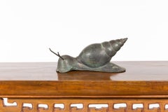 Small Vintage Lost Wax Cast Bronze Snail Sculpture with Verde Patina