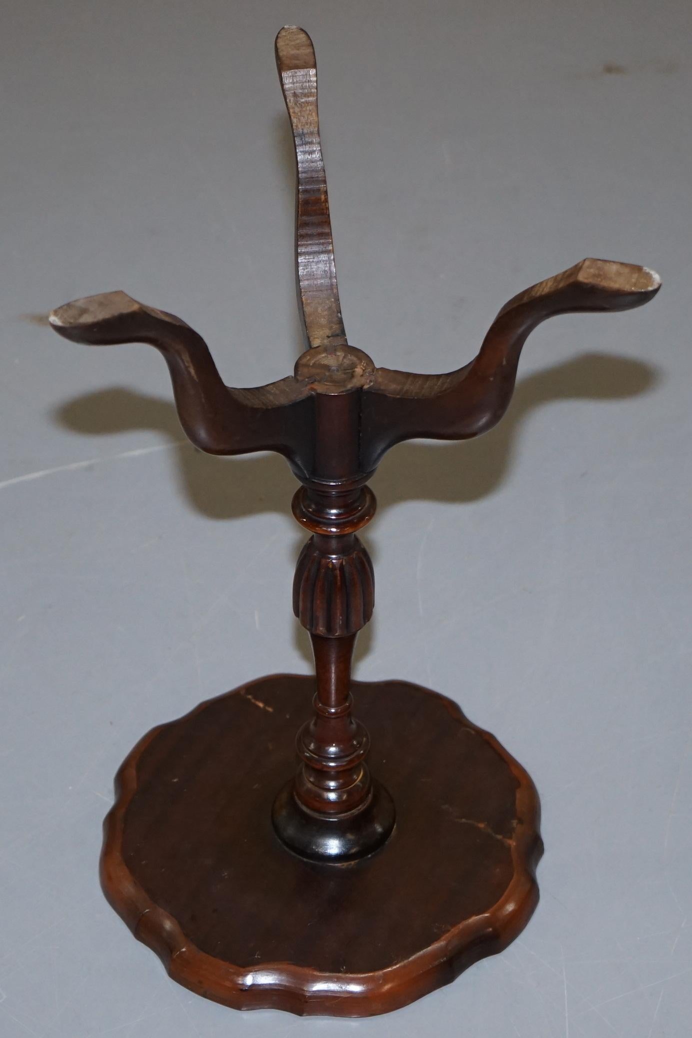 Small Vintage Mahogany Tripod Lamp Side End Wine Table Ornately Turned Column 5