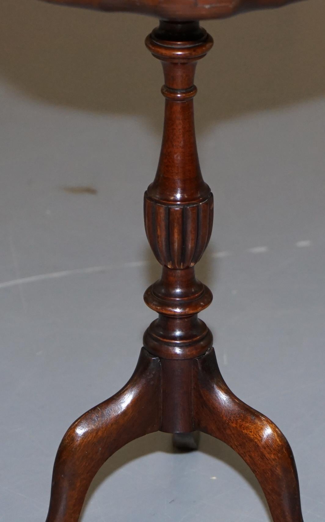 20th Century Small Vintage Mahogany Tripod Lamp Side End Wine Table Ornately Turned Column
