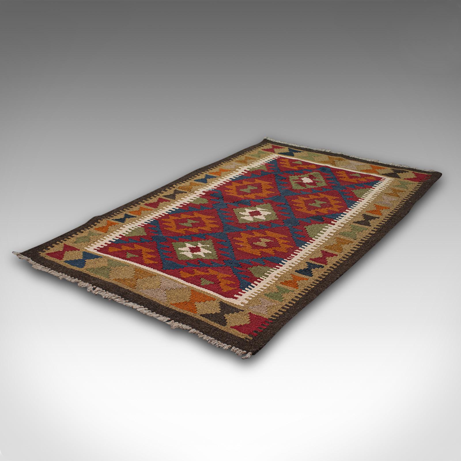 Small Vintage Maimana Kilim Carpet, Middle Eastern, Prayer Mat, Rug, Circa 1970 In Good Condition For Sale In Hele, Devon, GB