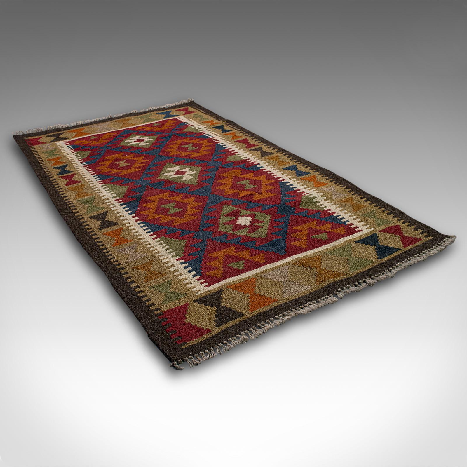 20th Century Small Vintage Maimana Kilim Carpet, Middle Eastern, Prayer Mat, Rug, Circa 1970 For Sale