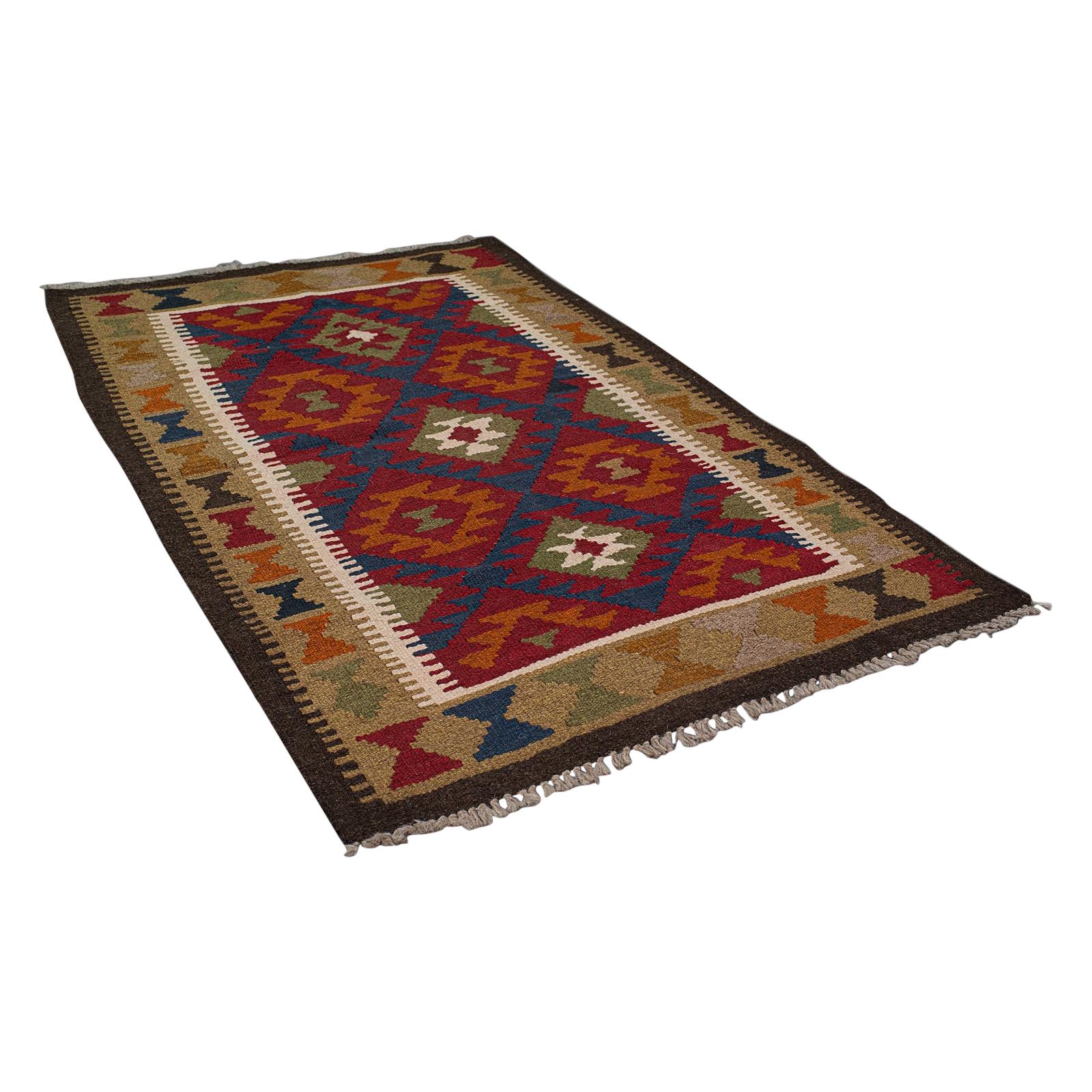 Small Vintage Maimana Kilim Carpet, Middle Eastern, Prayer Mat, Rug, Circa 1970 For Sale