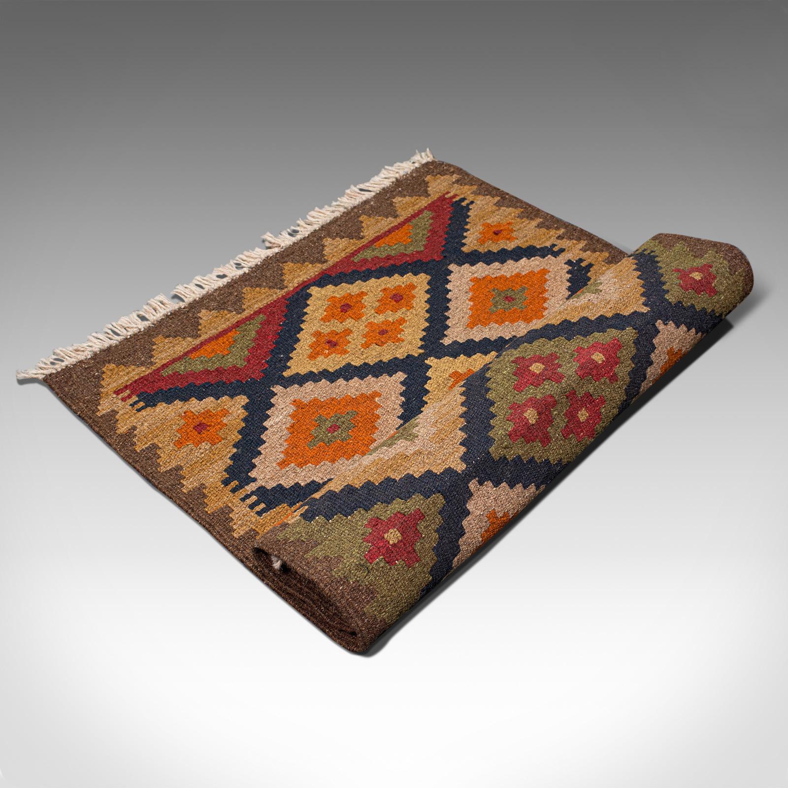 Small Vintage Maimana Kilim Rug, Middle Eastern, Woven, Prayer Mat, Circa 1960 For Sale 7