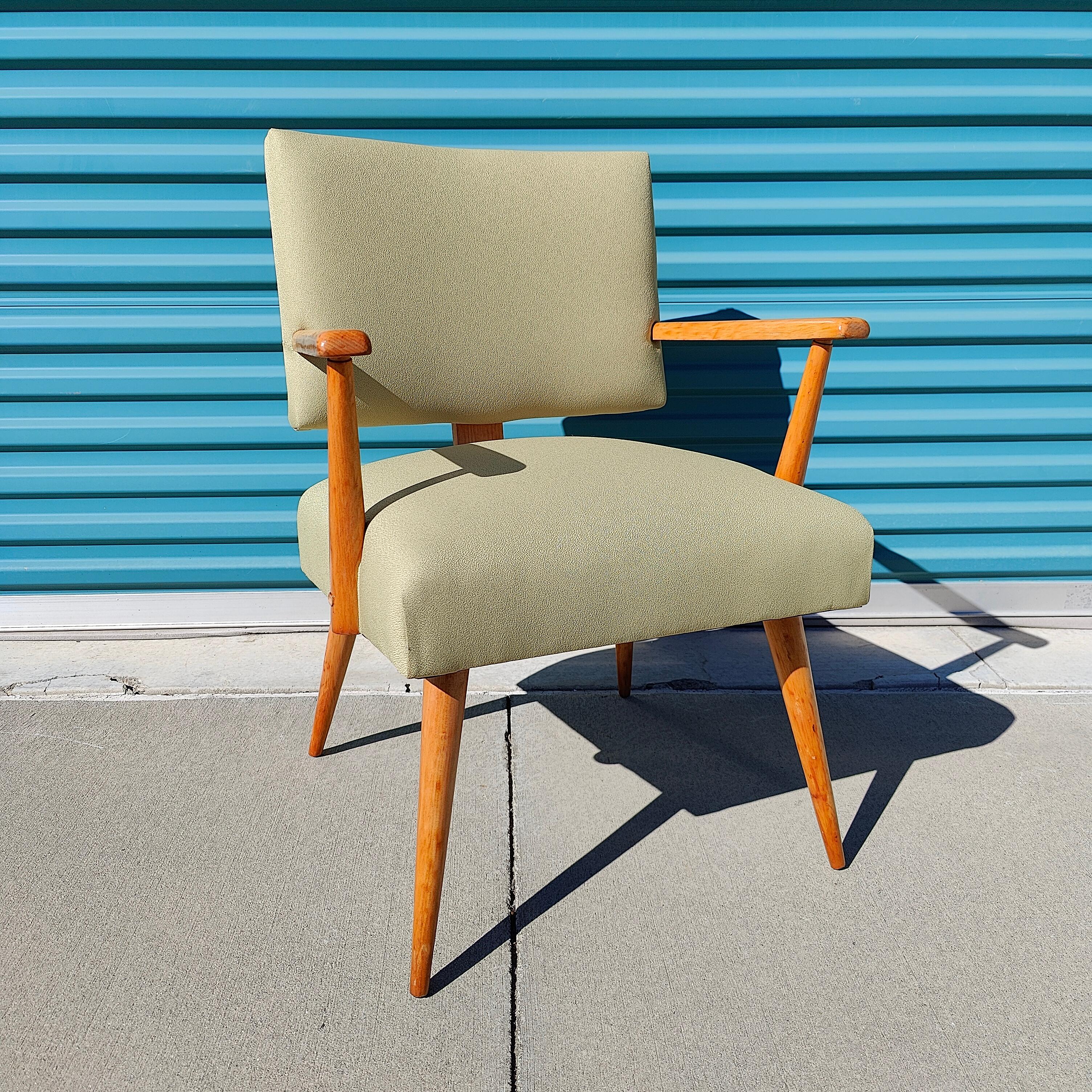 Fabric Small Vintage Mid-Century Modern Lounge Chair For Sale