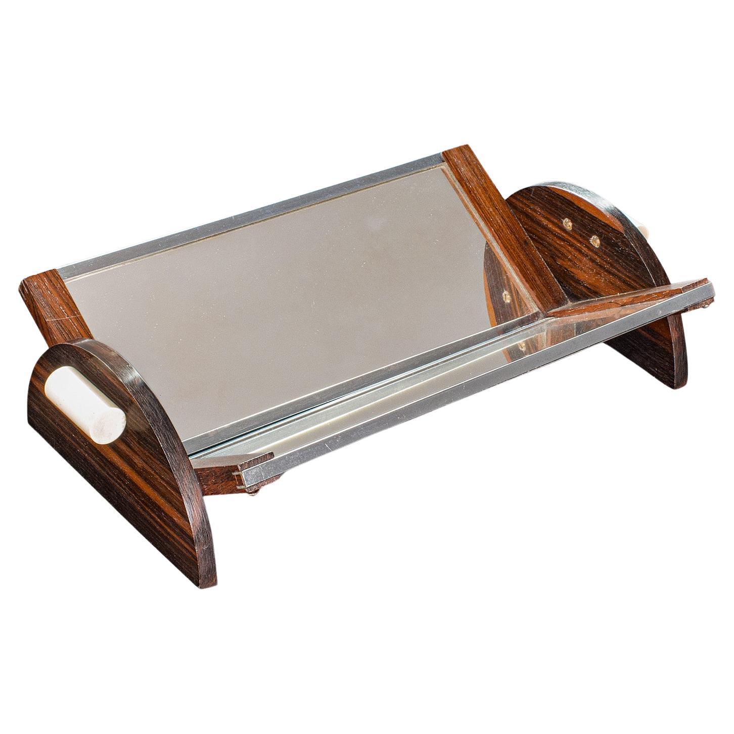 Small Vintage Mirrored Book Trough, English, Novel Rest, Art Deco, Circa 1940 For Sale