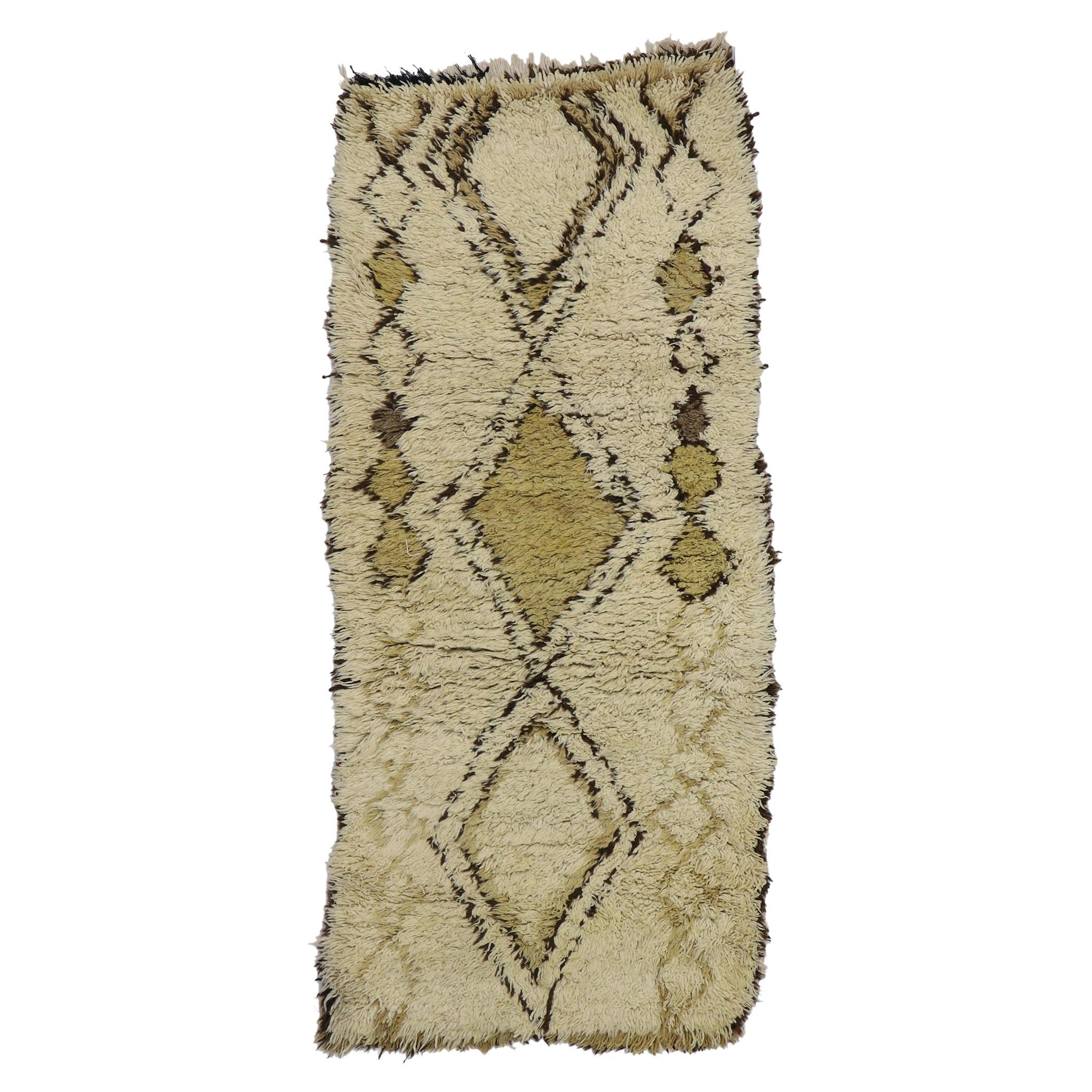 Small Vintage Moroccan Rug, Rustic Luxe Meets Rugged Beauty For Sale