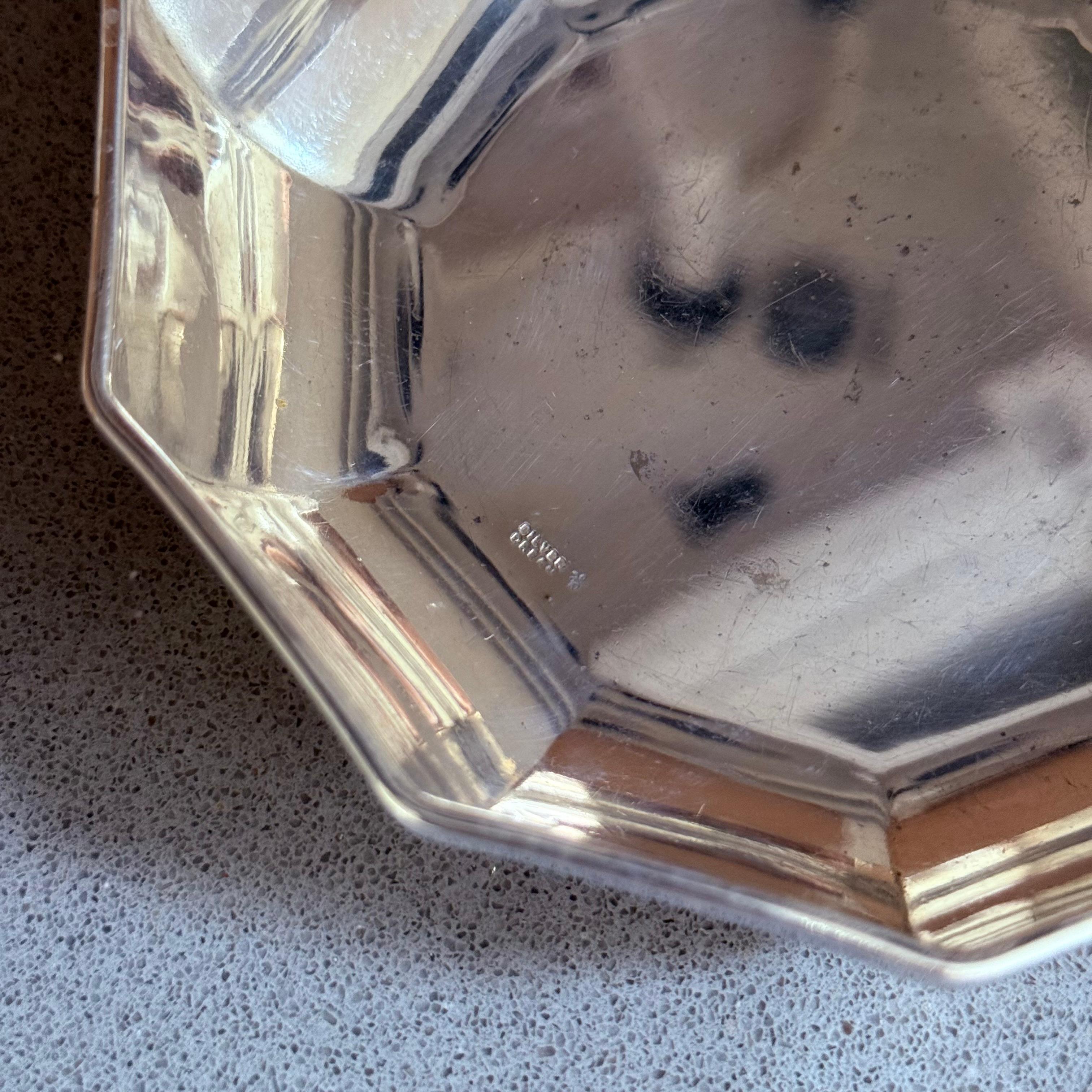 Small Vintage Octagonal Silver-Plated Bowl by Old Hall England, Timeless Design (Hollywood Regency) im Angebot