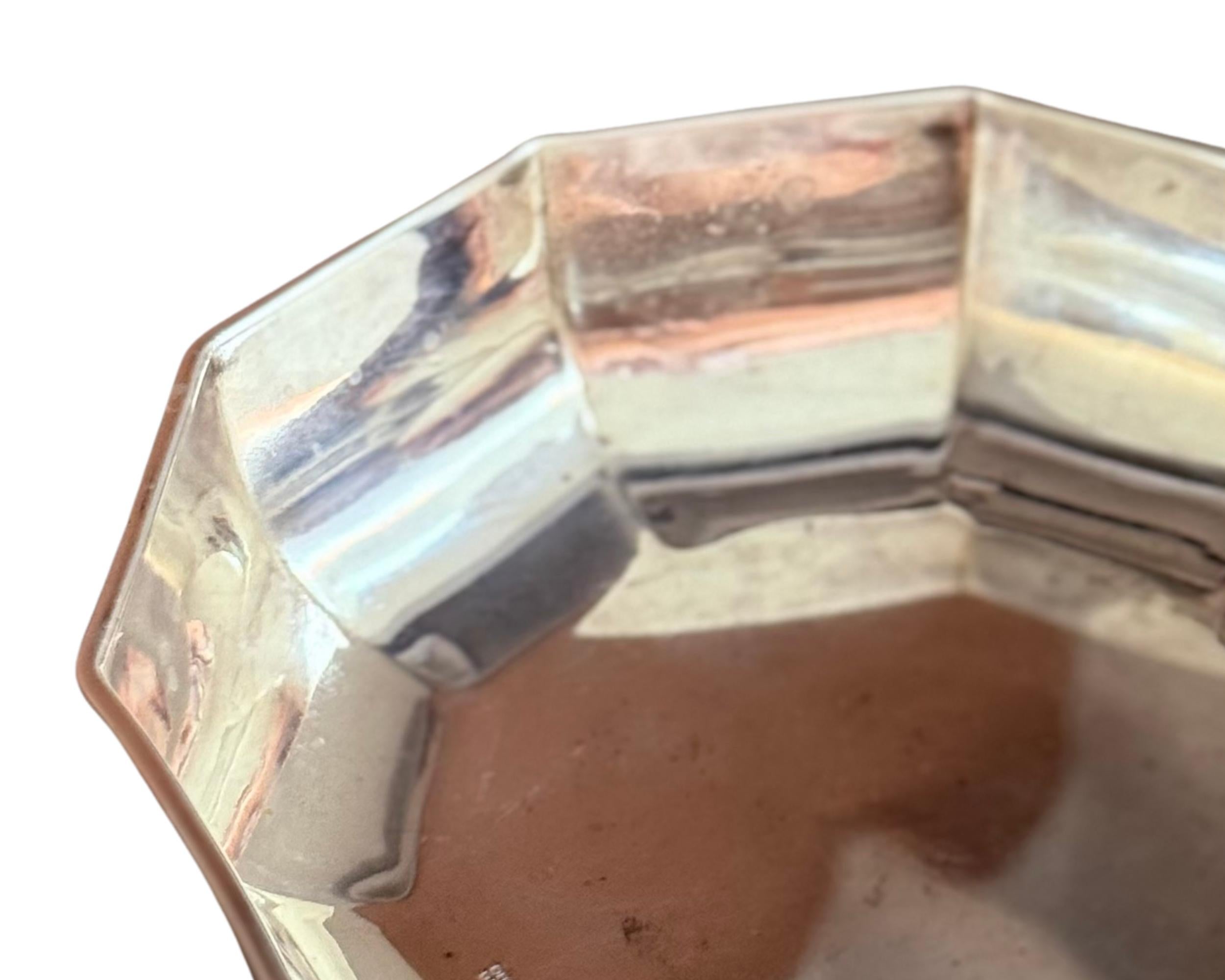 Small Vintage Octagonal Silver-Plated Bowl by Old Hall England, Timeless Design (Vergoldung) im Angebot