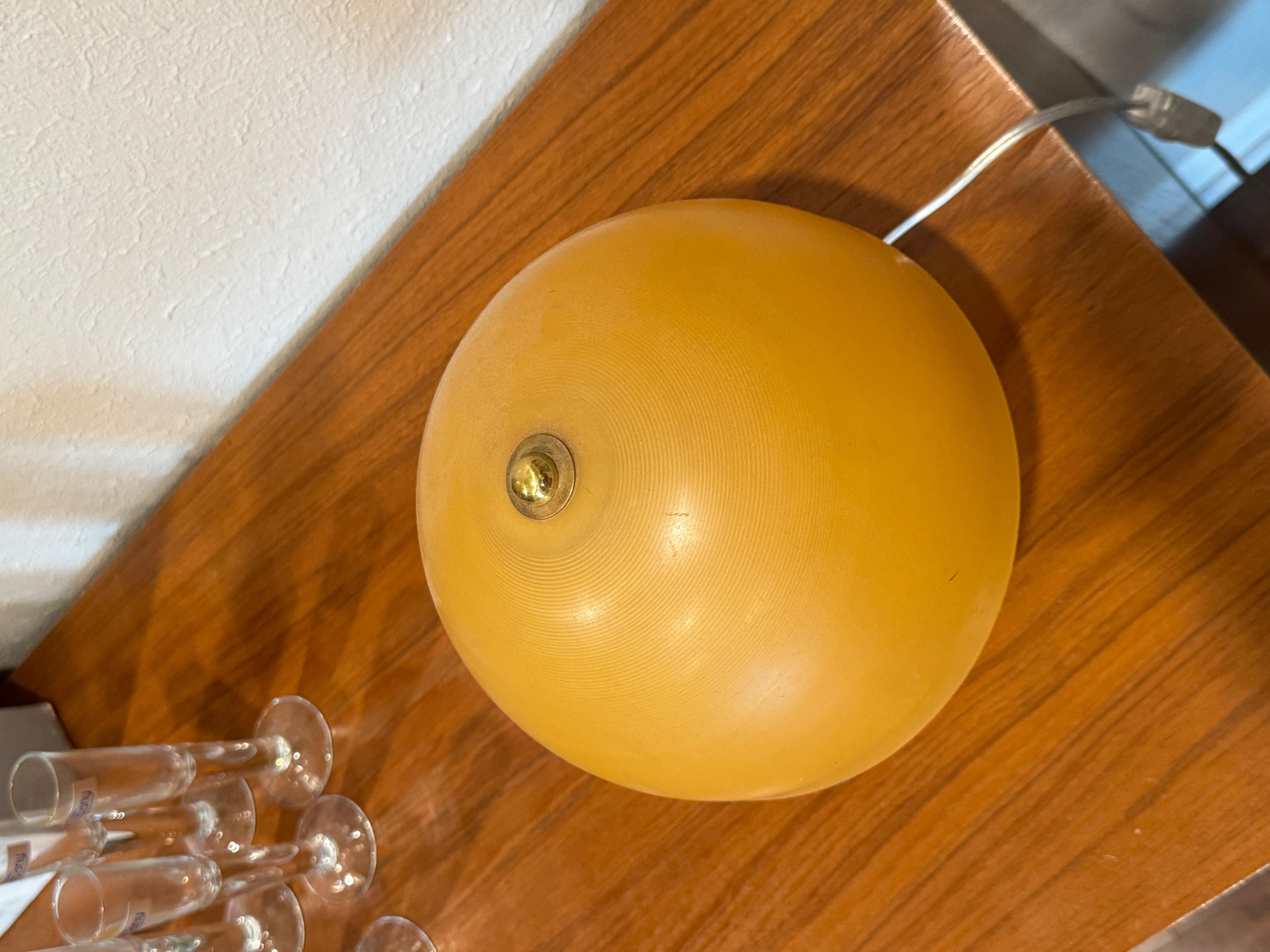 Small vintage orange mushroom lamp. Rewired and works perfectly.  9” x 9” In Good Condition For Sale In Houston, TX