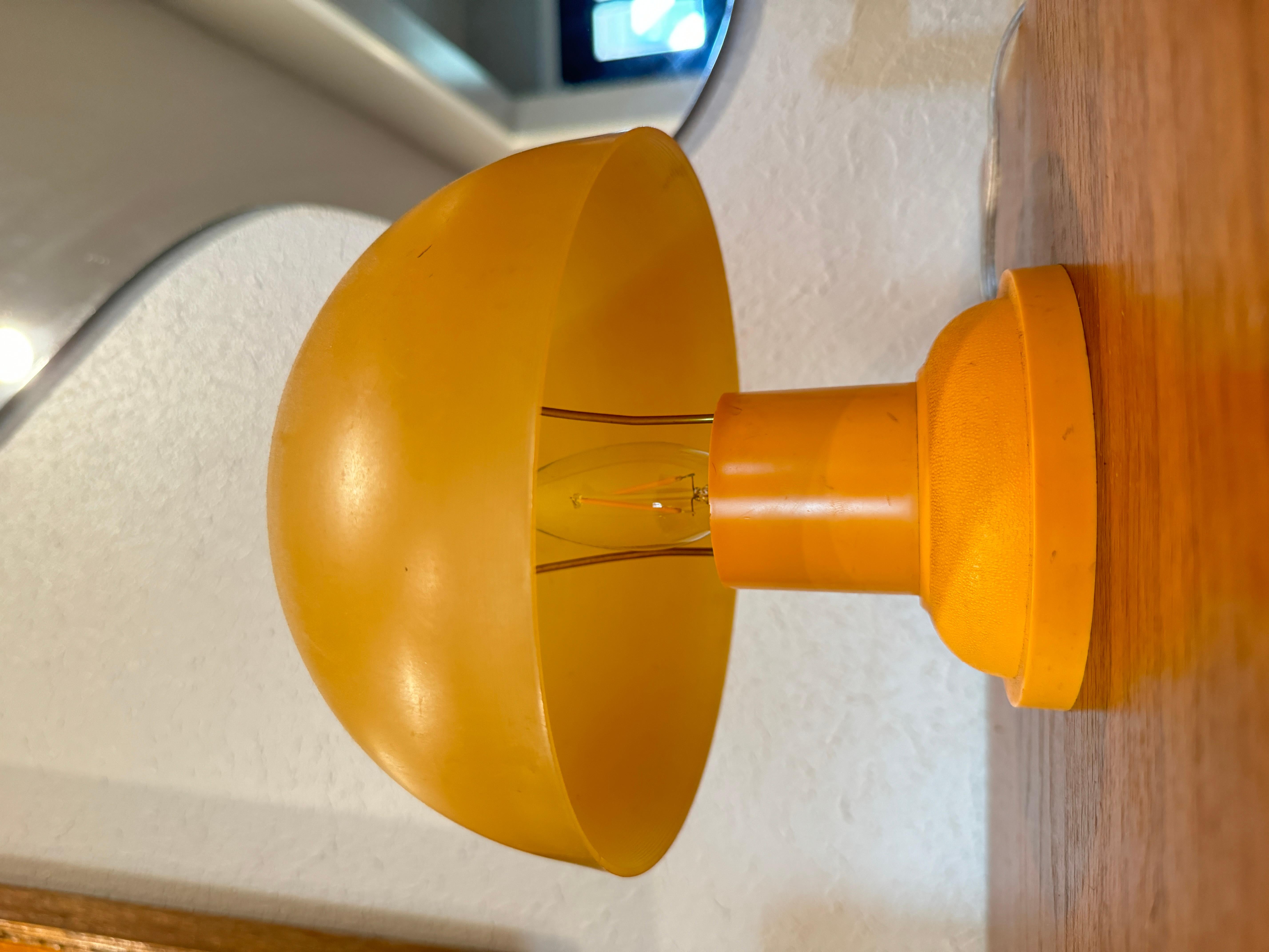 Mid-20th Century Small vintage orange mushroom lamp. Rewired and works perfectly.  9” x 9” For Sale