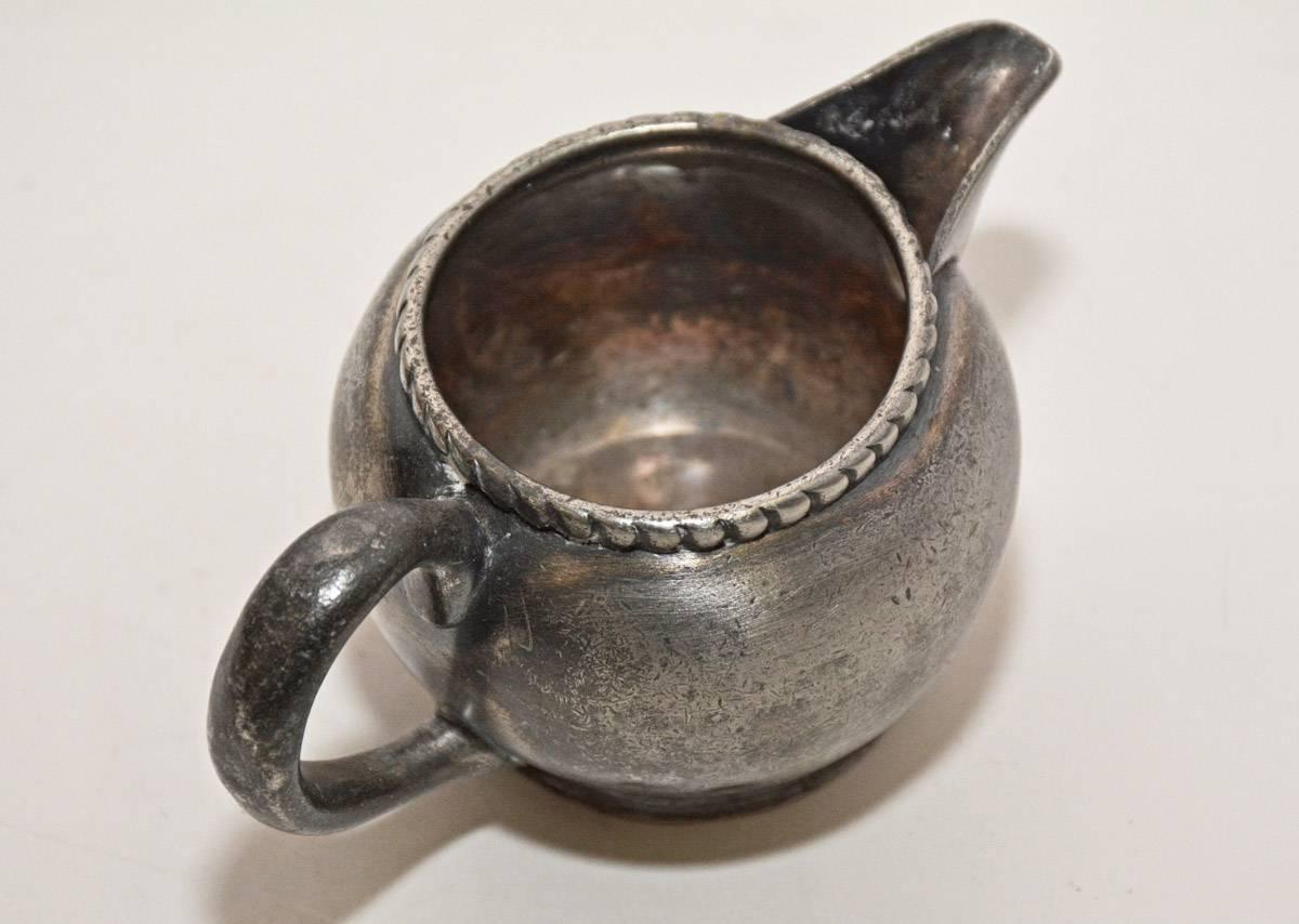 American Colonial Small Vintage Pewter Creamer Stamped Pierrepont