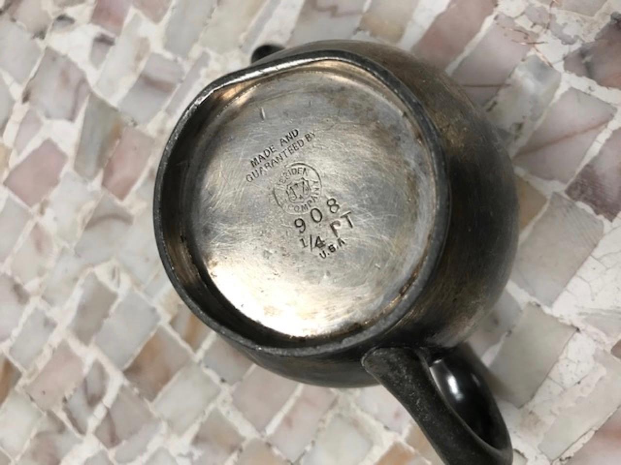 American Small Vintage Pewter Creamer Stamped Pierrepont