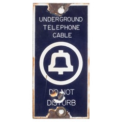 Small Vintage Porcelain Telephone Sign, c.1970