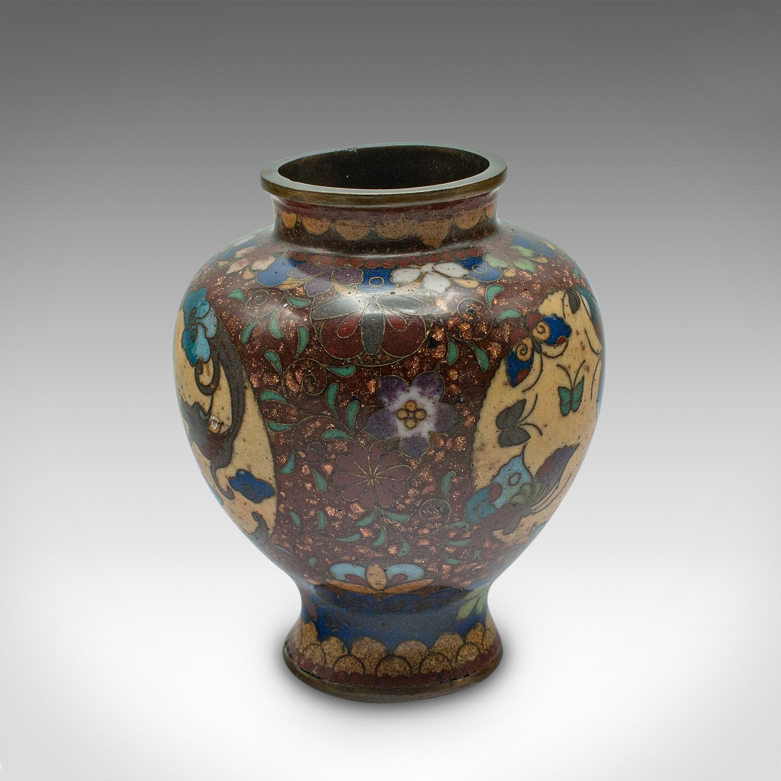 20th Century Small Vintage Posy Vase, Chinese, Cloisonne, Display Urn, Art Deco, Circa 1940 For Sale