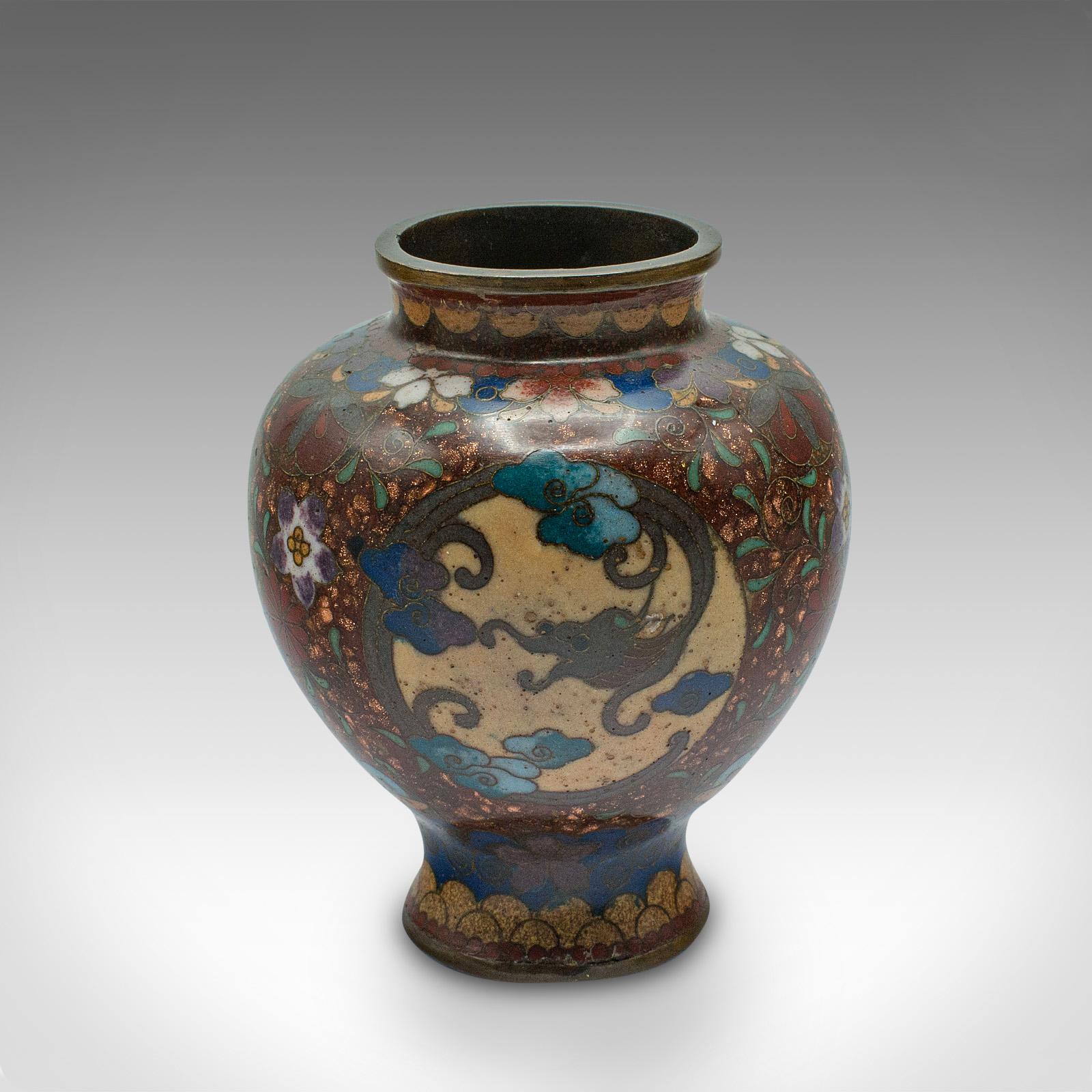 Ceramic Small Vintage Posy Vase, Chinese, Cloisonne, Display Urn, Art Deco, Circa 1940 For Sale