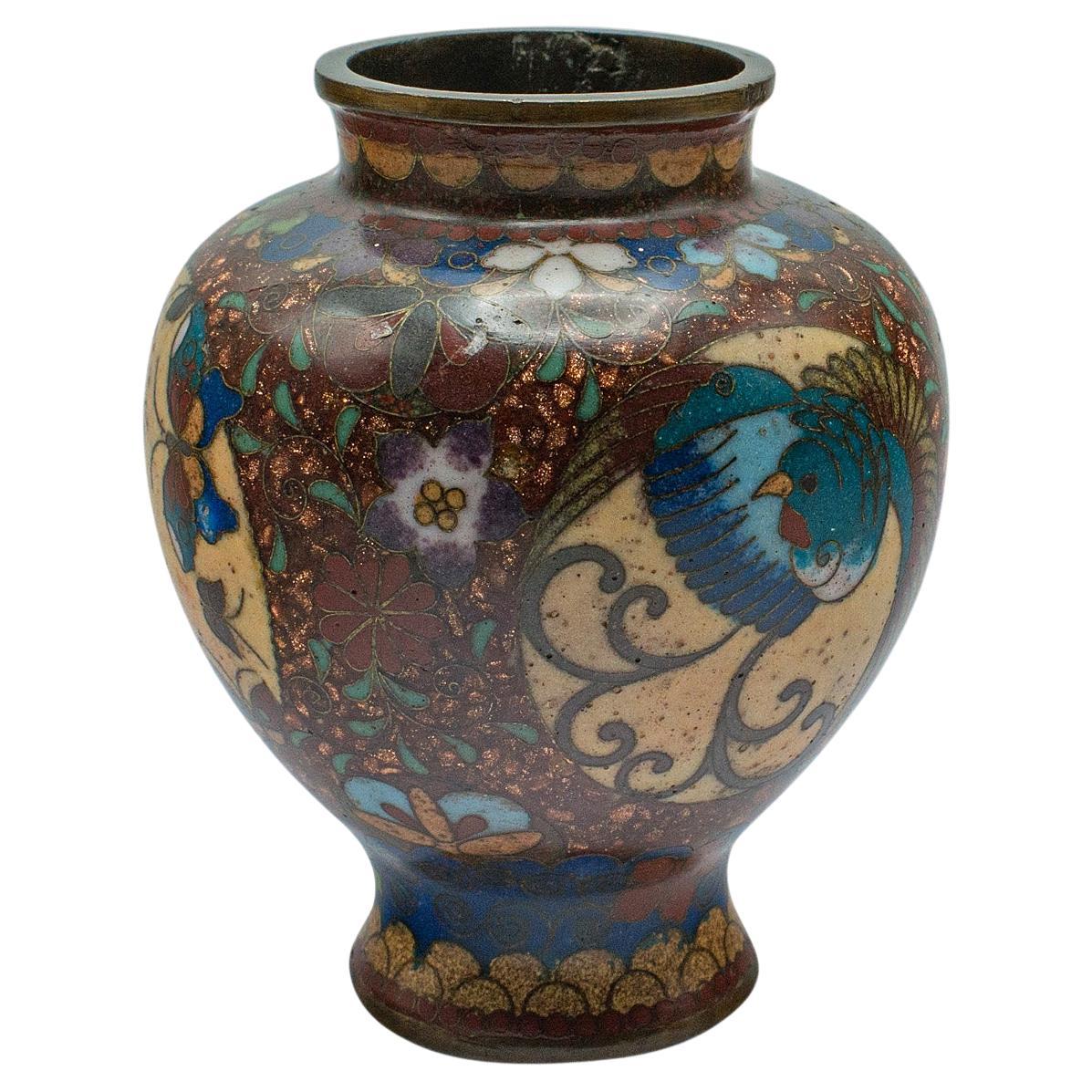 Petit vase Posy chinois, cloisonné, urne d'exposition, Art déco, vers 1940