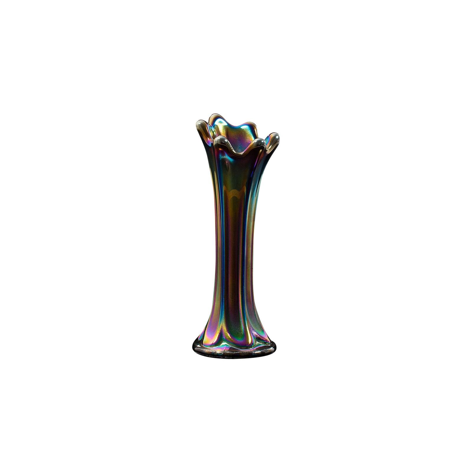 Small Vintage Posy Vase, English, Carnival Glass, Decorative, Flower, circa 1950 For Sale