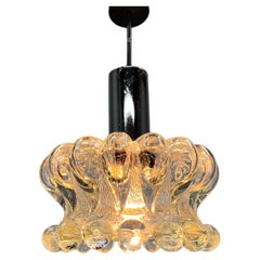 Small Vintage Pressed Glass Pendant Light, Czechoslovakia